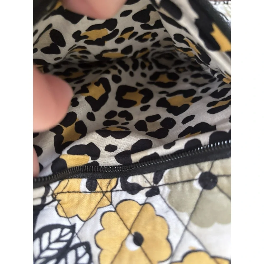 VERA BRADLEY Go Wild Yellow Black Hipster Crossbody Purse Cotton Quilted Bag